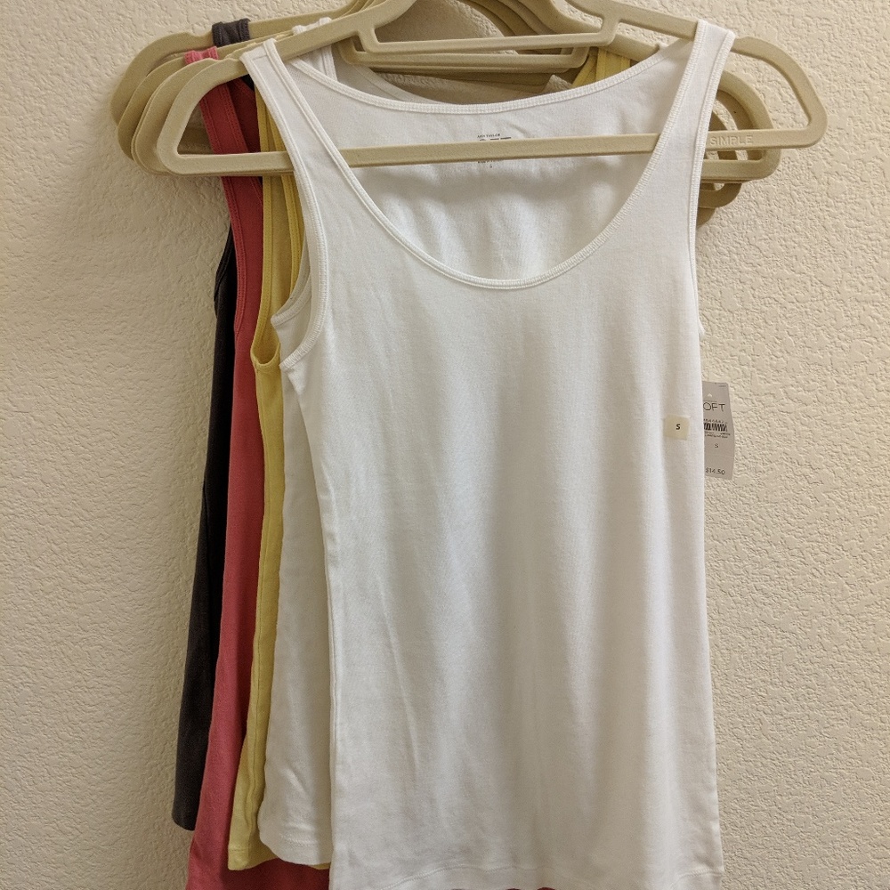 LOFT tank tops (5) in white, yellow, pink, gray